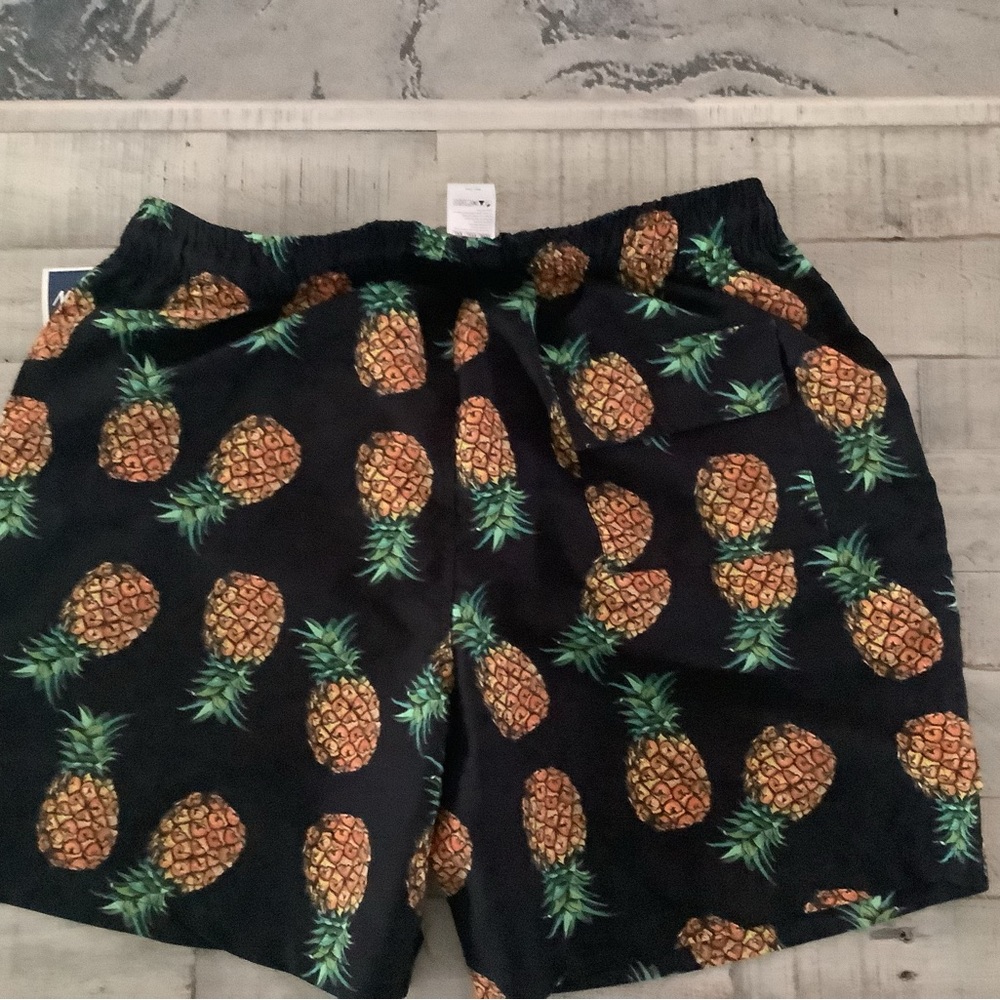 Marshalls Black Swim Trunks with Pineapple Print